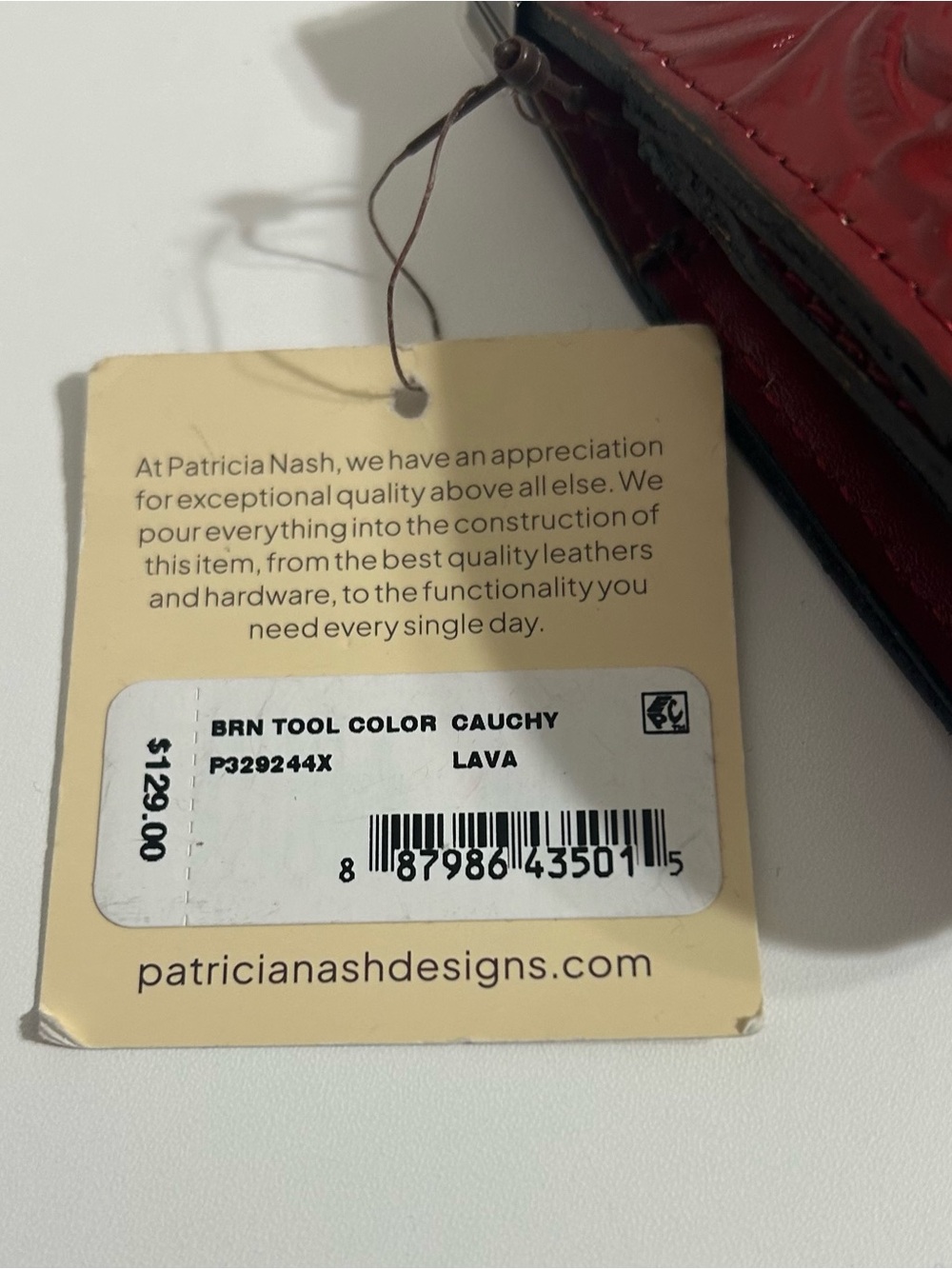 NWT Authentic PATRICIA NASH Cauchy Tooled Leather Wallet, Red Lava Floral - Picture 2 of 11